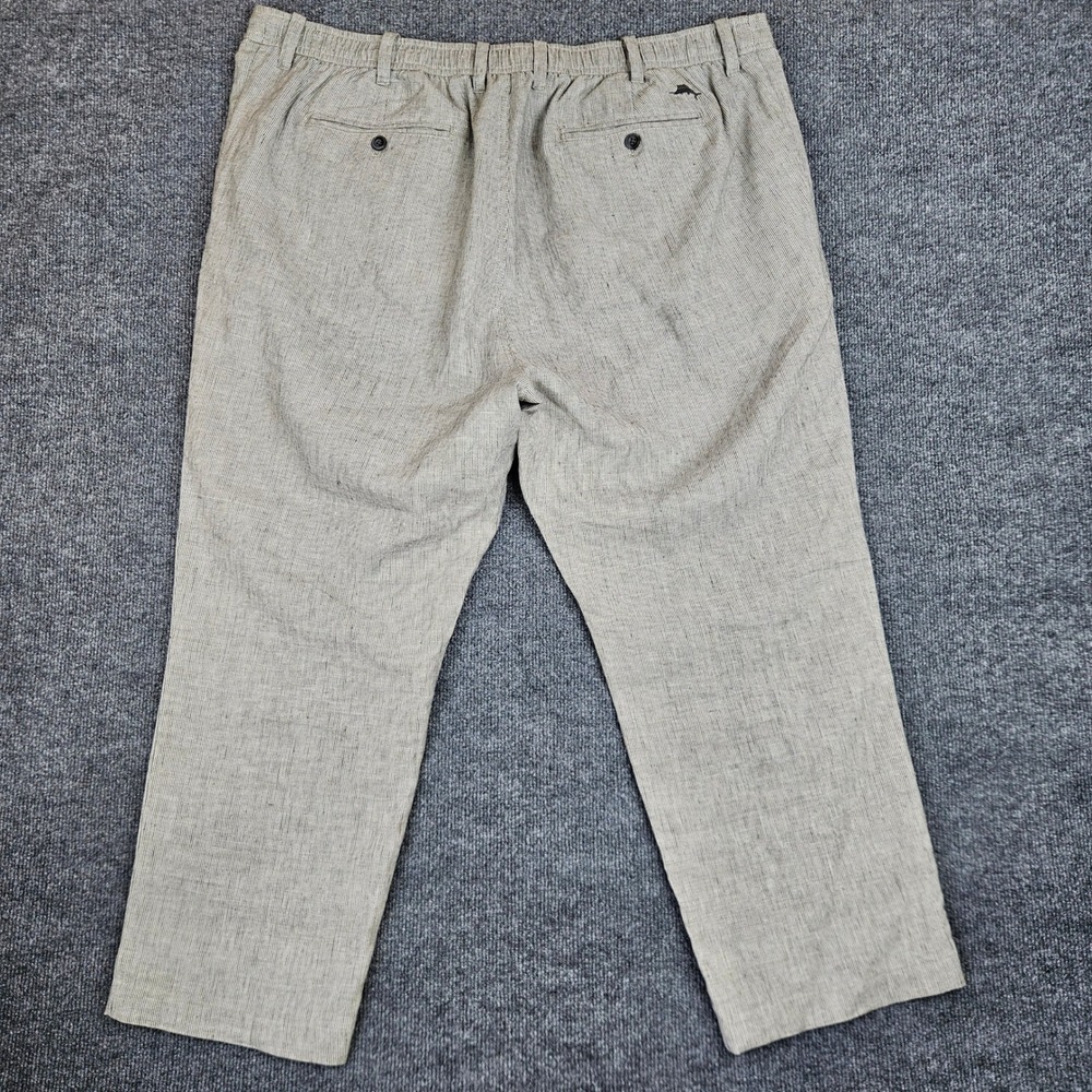 Tommy Bahama Beach Coast Linen Pants Mens 2XLB Full Elastic Tan Gray Herringbone - Picture 8 of 11
